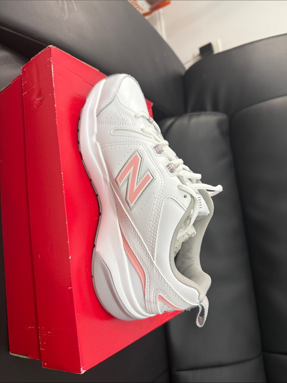 New Balance Women’s White & Light Pink Athletic Sneakers